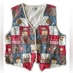 Vintage Paul Harris Design Vest Size Large Patchwork Sunflower Country Floral